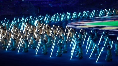 Artists perform during the opening ceremony of the 19th Asian Games in Hangzhou, China (AP)