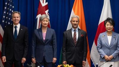 From left to right (United States Secretary of State Antony Blinken, Australian foreign minister Penny Wong, India FM S Jaishankar, and Japanese FM Yoko Kamikawa on the sidelines of UNGA78 in New York) (Twitter/@DrSJaishankar) From left to right (United States Secretary of State Antony Blinken, Australian foreign minister Penny Wong, India FM S Jaishankar, and Japanese FM Yoko Kamikawa on the sidelines of UNGA78 in New York) (Twitter/@DrSJaishankar)