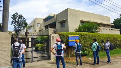 House of the chief of banned outfit Sikhs for Justice (SFJ) Gurpatwant Singh Pannu after the National Investigation Agency (NIA) confiscated his immovable properties, in Chandigarh, Saturday. (PTI)