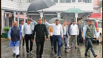 Leader of Opposition Jai Ram Thakur along with others staged a walk out from the assembly over stamp duty hike (HT Photo) Leader of Opposition Jai Ram Thakur along with others staged a walk out from the assembly over stamp duty hike (HT Photo)