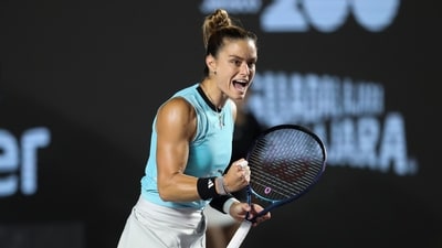 Maria Sakkari, of Greece, reacts to winning a point in a Guadalajara Open tennis tournament (AP) Maria Sakkari, of Greece, reacts to winning a point in a Guadalajara Open tennis tournament (AP)