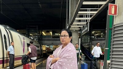 West Bengal chief minister Mamata Banerjee during a train journey from Madrid to Barcelona, Sunday, Sept. 17, 2203. (PTI/ AITC)