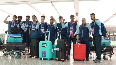 Hangzhou: Indian e-Sports team poses for photographs upon their arrival to participate in the 19th Asian Games, in Hangzhou, China, Friday. (PTI) Hangzhou: Indian e-Sports team poses for photographs upon their arrival to participate in the 19th Asian Games, in Hangzhou, China, Friday. (PTI)