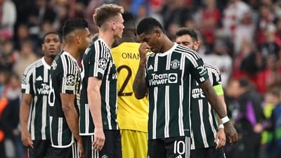 Manchester United's Marcus Rashford looks dejected after defeat to Bayern (REUTERS)