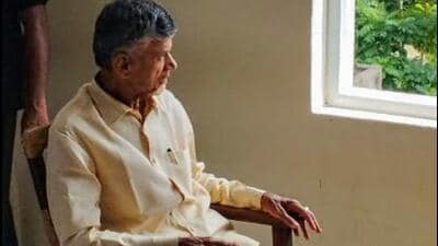 TDP chief N Chandrababu Naidu at a court on September 11 after his arrest in the alleged Andhra Pradesh State Skill Development Corporation scam. (PTI) TDP chief N Chandrababu Naidu at a court on September 11 after his arrest in the alleged Andhra Pradesh State Skill Development Corporation scam. (PTI)