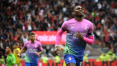 AC Milan's Portuguese forward #10 Rafael Leao celebrates after scoring during the Italian Serie A football match between AC Milan and Hellas Verona at San Siro stadium (AFP) AC Milan's Portuguese forward #10 Rafael Leao celebrates after scoring during the Italian Serie A football match between AC Milan and Hellas Verona at San Siro stadium (AFP)
