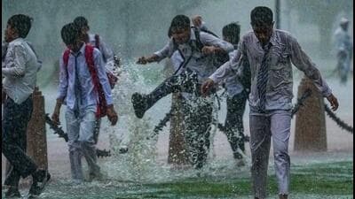 The rain spell gave residents of Delhi relief from sultry weather on Saturday. (PTI) The rain spell gave residents of Delhi relief from sultry weather on Saturday. (PTI)