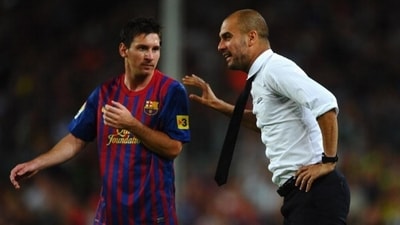 Pep Guardiola and Lionel Messi for Barcelona. (Getty Images) Pep Guardiola and Lionel Messi for Barcelona. (Getty Images)
