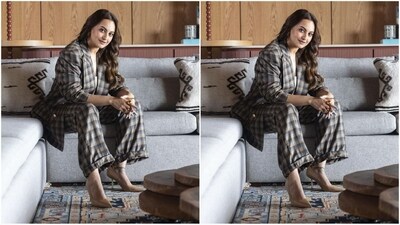 Assisted by celebrity fashion stylist Mohit Rai, Sonakshi styled her look with a pair of nude pumps. With mascaraed eyelashes, nude lipstick, contoured cheeks and her hair left open in the middle partition, she finished off her look. (Instagram/@aslisona) Assisted by celebrity fashion stylist Mohit Rai, Sonakshi styled her look with a pair of nude pumps. With mascaraed eyelashes, nude lipstick, contoured cheeks and her hair left open in the middle partition, she finished off her look. (Instagram/@aslisona)