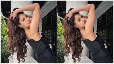 With the help of hairstylist Humera Shaikh, Disha embraced her natural curls and left them open at the centre, cascading beautifully down her shoulders. (Instagram/@dishapatani) With the help of hairstylist Humera Shaikh, Disha embraced her natural curls and left them open at the centre, cascading beautifully down her shoulders. (Instagram/@dishapatani)
