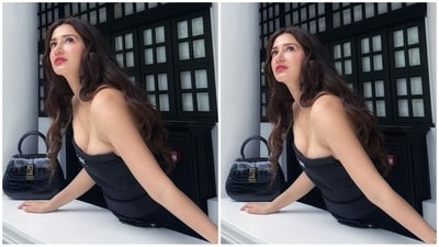 As far as accessories are concerned, she kept things minimal and styled her look with a glossy black shoulder bag and a pair of black pumps. (Instagram/@dishapatani) As far as accessories are concerned, she kept things minimal and styled her look with a glossy black shoulder bag and a pair of black pumps. (Instagram/@dishapatani)