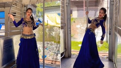 Snapshot of the woman dancing inside Mumbai local train. (X/@mumbaimatterz) Snapshot of the woman dancing inside Mumbai local train. (X/@mumbaimatterz)
