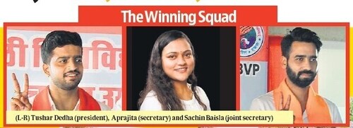 (L-R) Tushar Dedha (president), Aprajita (secretary) and Sachin Baisla (joint secretary). (L-R) Tushar Dedha (president), Aprajita (secretary) and Sachin Baisla (joint secretary).