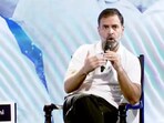 Congress leader Rahul Gandhi at a media event in New Delhi.