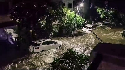 An area is severely waterlogged following incessant rains, in Nagpur on Saturday. (ANI Photo) An area is severely waterlogged following incessant rains, in Nagpur on Saturday. (ANI Photo)