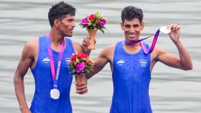 Rowing duo Arjun Jat Lal and Arvind Singh clinched India's second silver medal in the 19th Asian Games 2023 in Hangzhou on Sunday. (IOA) Rowing duo Arjun Jat Lal and Arvind Singh clinched India's second silver medal in the 19th Asian Games 2023 in Hangzhou on Sunday. (IOA)