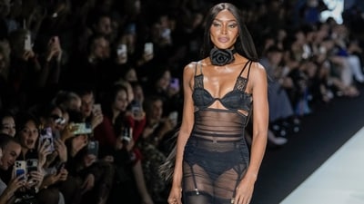 Naomi Campbell wears a creation as part of the Dolce & Gabbana women's Spring Summer 2024 collection presented in Milan, Italy, on Saturday. (AP Photo/Antonio Calanni) Naomi Campbell wears a creation as part of the Dolce & Gabbana women's Spring Summer 2024 collection presented in Milan, Italy, on Saturday. (AP Photo/Antonio Calanni)