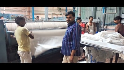 Manish Shukla at his Naini-based plant in Prayagraj (HT photo)