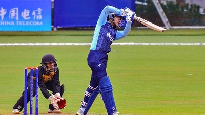 Smriti Mandhana plays a shot during the women's cricket quarterfinal match between India and Malaysia at the 19th Asian Games in Hangzhou, China, (PTI) Smriti Mandhana plays a shot during the women's cricket quarterfinal match between India and Malaysia at the 19th Asian Games in Hangzhou, China, (PTI)