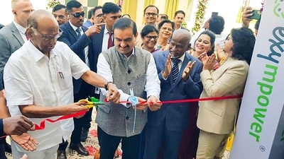 NCP Chief Sharad Pawar and Adani Group Chairperson Gautam Adani inaugurate the Lactoferrin Plant Exympower, in Vasna, Gujarat, (PTI) NCP Chief Sharad Pawar and Adani Group Chairperson Gautam Adani inaugurate the Lactoferrin Plant Exympower, in Vasna, Gujarat, (PTI)