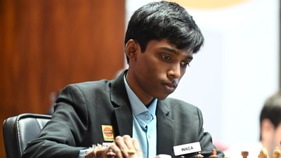 Grandmaster R Praggnanandhaa's first Asian Games appearance, in the team competition starting September 29, will cap off what’s been a busy stretch of weeks. (Hindustan Times) Grandmaster R Praggnanandhaa's first Asian Games appearance, in the team competition starting September 29, will cap off what’s been a busy stretch of weeks. (Hindustan Times)