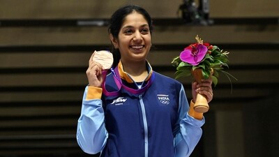 Bronze medallist Ramita Jindal of India during the Asian Games medal ceremony. (AFP) Bronze medallist Ramita Jindal of India during the Asian Games medal ceremony. (AFP)