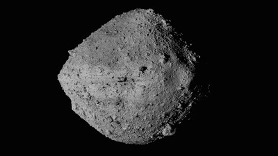 This undated image provided by NASA shows the asteroid Bennu seen from the OSIRIS-REx spacecraft. On Sunday, Sept. 24, 2023, the OSIRIS-REx spacecraft will fly by Earth and drop off what is expected to be at least a cupful of rubble it grabbed from Bennu, closing out a seven-year quest. (AP via NASA) This undated image provided by NASA shows the asteroid Bennu seen from the OSIRIS-REx spacecraft. On Sunday, Sept. 24, 2023, the OSIRIS-REx spacecraft will fly by Earth and drop off what is expected to be at least a cupful of rubble it grabbed from Bennu, closing out a seven-year quest. (AP via NASA)