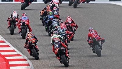 Riders compete in the Indian MotoGP Grand Prix at the Buddh International Circuit in Greater Noida on the outskirts of New Delhi on Sunday. (AFP) Riders compete in the Indian MotoGP Grand Prix at the Buddh International Circuit in Greater Noida on the outskirts of New Delhi on Sunday. (AFP)