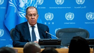 Russian Foreign Minister Sergey Lavrov holds a press conference during the United Nations General Assembly (UNGA) at the United Nations headquarters on September 23, 2023. (Getty Images via AFP) Russian Foreign Minister Sergey Lavrov holds a press conference during the United Nations General Assembly (UNGA) at the United Nations headquarters on September 23, 2023. (Getty Images via AFP)