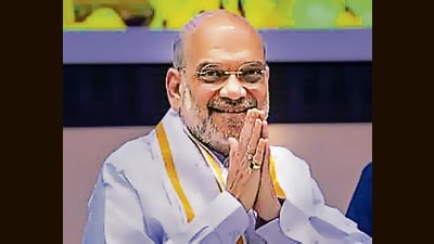 Union home minister Amit Shah during the concluding session of the 'International Lawyers' Conference 2023 organised by the Bar Council of India, in New Delhi, Sunday. (PTI) Union home minister Amit Shah during the concluding session of the 'International Lawyers' Conference 2023 organised by the Bar Council of India, in New Delhi, Sunday. (PTI)