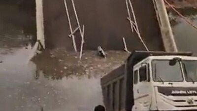 The incident occurred when a 40-ton dumper was trying to cross the bridge on a panchayat road near Wadhwan city, even though the entry of heavy vehicles was banned, the official said. (X)