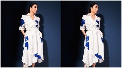 Karisma's casual fashion diaries are equally drool-worthy. A few days back, the actor decked up in a blue and white long casual dress and gave us major fashion goals. (Instagram/@therealkarismakapoor) Karisma's casual fashion diaries are equally drool-worthy. A few days back, the actor decked up in a blue and white long casual dress and gave us major fashion goals. (Instagram/@therealkarismakapoor)