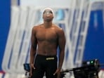 Likith Selvaraj Prema prepares to compete during the men's 100 meter breaststroke swimming final at the 19th Asian Games in Hangzhou(AP)