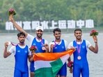 India's Satnam Singh, Parminder Singh, Jakar Khan, Sukhmeet Singh with their bronze medals