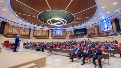 Then US Secretary of State John Kerry delivers an address during a plenary session of the conference about amending the Montreal ozone layer protection protocol in 2016 in Rwanda. (US Department of State/Wikimedia Commons ) Then US Secretary of State John Kerry delivers an address during a plenary session of the conference about amending the Montreal ozone layer protection protocol in 2016 in Rwanda. (US Department of State/Wikimedia Commons )