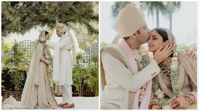 The first official photos from Parineeti Chopra and Raghav Chadha’s wedding are in, and they both look timeless. Sharing the pictures via a joint Instagram post, the couple wrote, “From the very first chat at the breakfast table, our hearts knew. Been waiting for this day for a long time. So blessed to finally be Mr and Mrs! Couldn’t have lived without each other. Our forever begins now.” The first official photos from Parineeti Chopra and Raghav Chadha’s wedding are in, and they both look timeless. Sharing the pictures via a joint Instagram post, the couple wrote, “From the very first chat at the breakfast table, our hearts knew. Been waiting for this day for a long time. So blessed to finally be Mr and Mrs! Couldn’t have lived without each other. Our forever begins now.”