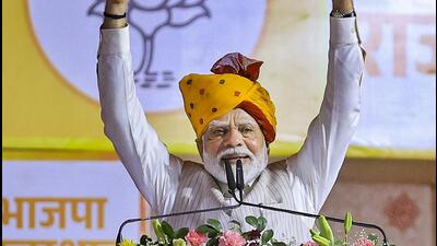 Prime Minister Narendra Modi addresses the 'Parivartan Sankalp Mahasabha ' in Jaipur on Monday. (PTI) Prime Minister Narendra Modi addresses the 'Parivartan Sankalp Mahasabha ' in Jaipur on Monday. (PTI)