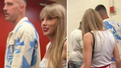 After the game, Taylor Swift and Travis Kelce were seen leaving the stadium together (@paytonsun screenshots/X) After the game, Taylor Swift and Travis Kelce were seen leaving the stadium together (@paytonsun screenshots/X)