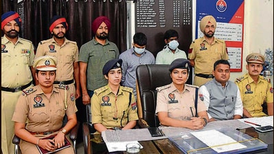 The two accused in police custody in Ludhiana on Monday. (HT Photo) The two accused in police custody in Ludhiana on Monday. (HT Photo)