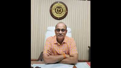 U.P. Board secretary Dibyakant Shukla at UP Board headquarters in Prayagraj on Monday (HT Photo) U.P. Board secretary Dibyakant Shukla at UP Board headquarters in Prayagraj on Monday (HT Photo)
