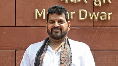 BJP MP Brij Bhushan Sharan Singh at the Parliament during the Special Session, in New Delhi on Wednesday. (ANI) BJP MP Brij Bhushan Sharan Singh at the Parliament during the Special Session, in New Delhi on Wednesday. (ANI)