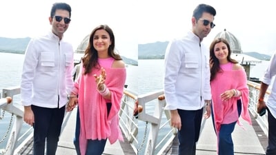 Parineeti Chopra and Raghav Chadha make first public appearance after wedding in Udaipur. (Varinder Chawla) (Varinder Chawla)