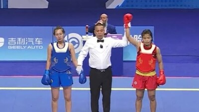 Roshibina Devi had won the bronze medal at the last Asian Games in the same category (Twitter) Roshibina Devi had won the bronze medal at the last Asian Games in the same category (Twitter)
