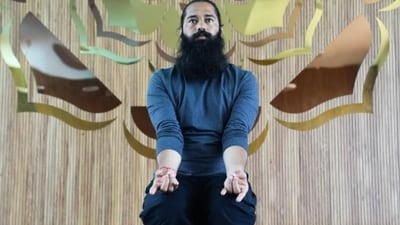 1. Vajrasana: Start by standing straight with your arms by your sides. • Lean forward and slowly lower your knees onto your mat. • Place your pelvis on your heels and point your toes outward. • Keep your heels close to each other. Place your palms on your knees facing up sit with your back up straight. (Grand Master Akshar)