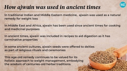 In traditional Indian and Middle Eastern medicine, ajwain, also known as carom seeds, has been used since ancient times as a natural remedy for weight loss. In traditional Indian and Middle Eastern medicine, ajwain, also known as carom seeds, has been used since ancient times as a natural remedy for weight loss.