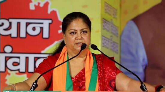 Former Rajasthan chief minister Vasundhara Raje. (PTI)