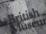 A sign for the British Museum is seen in London, Britain.
