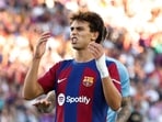 Barcelona's Joao Felix reacts during a match