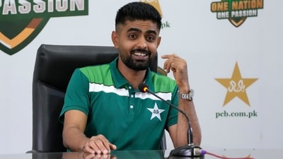 Pakistan's captain Babar Azam gives a press conference regarding team's preparation for upcoming Cricket World Cup, in Lahore (AP) Pakistan's captain Babar Azam gives a press conference regarding team's preparation for upcoming Cricket World Cup, in Lahore (AP)