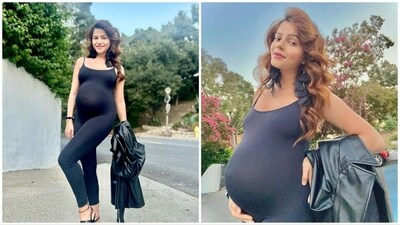 Rubina Dilaik and her husband, Abhinav Shukla, are expecting their first child together. The mom-to-be has been sharing several pictures on her Instagram, showcasing her baby bump. In her most recent set of photos, she looks elegant and fashionable in a simple yet stylish all-black bodycon jumpsuit. (Instagram/@rubinadilaik) Rubina Dilaik and her husband, Abhinav Shukla, are expecting their first child together. The mom-to-be has been sharing several pictures on her Instagram, showcasing her baby bump. In her most recent set of photos, she looks elegant and fashionable in a simple yet stylish all-black bodycon jumpsuit. (Instagram/@rubinadilaik)